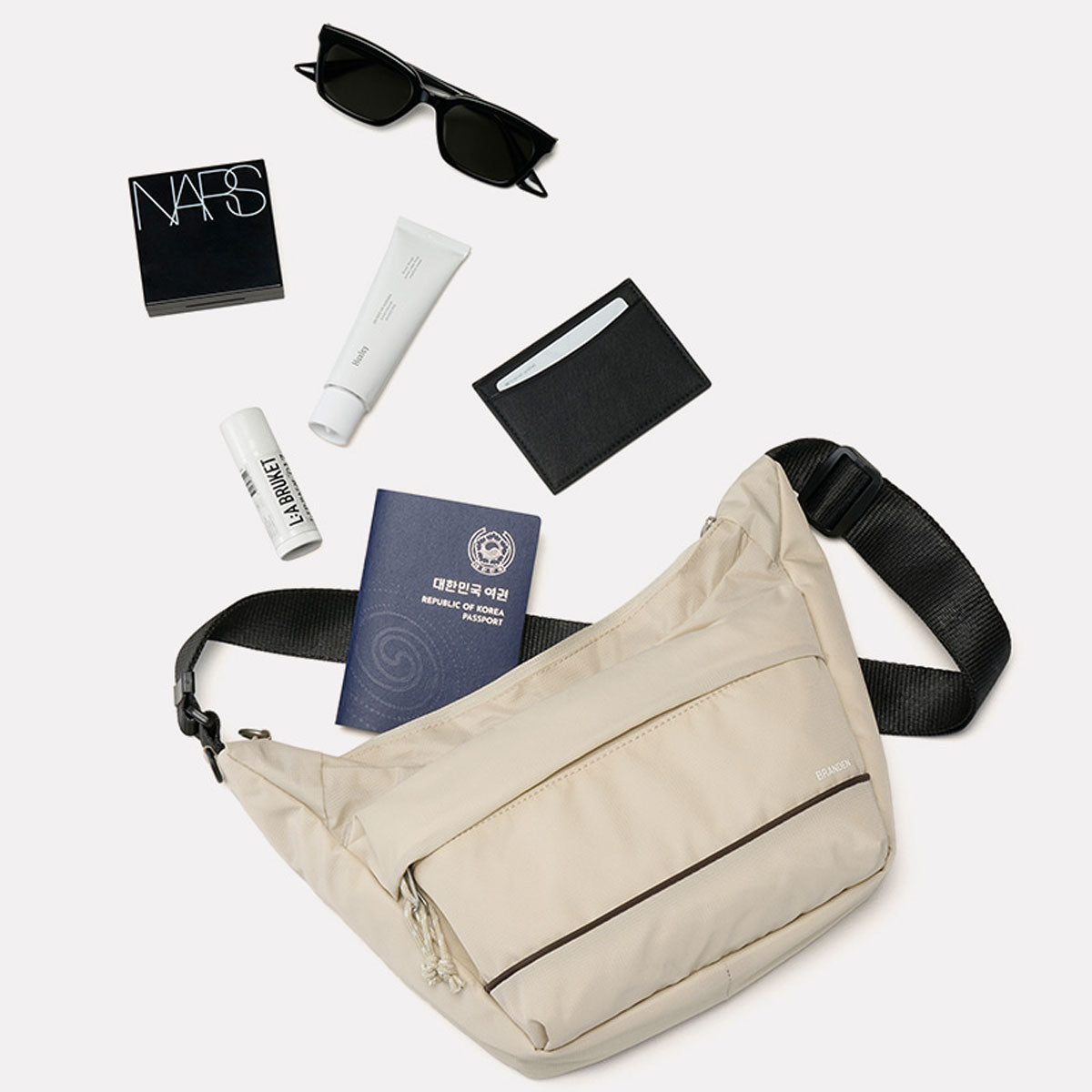 Branden : Safe Cross Body Bag S (RFID) : Light Beige