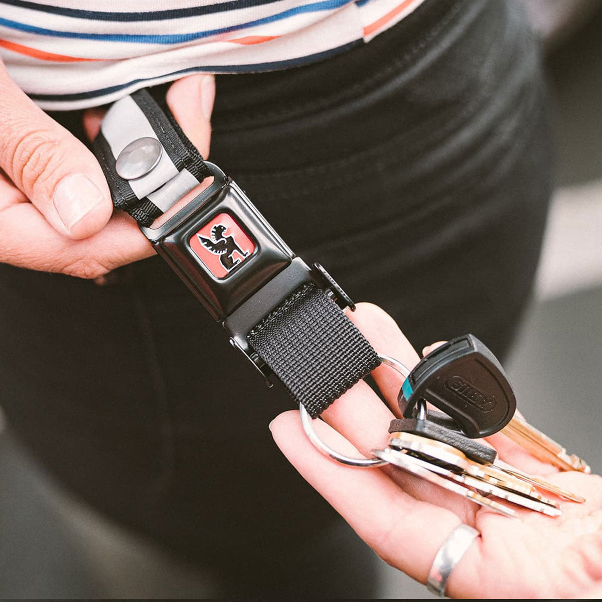 Chrome Industries : Mini Buckle Key Chain : Rainbow Reflective