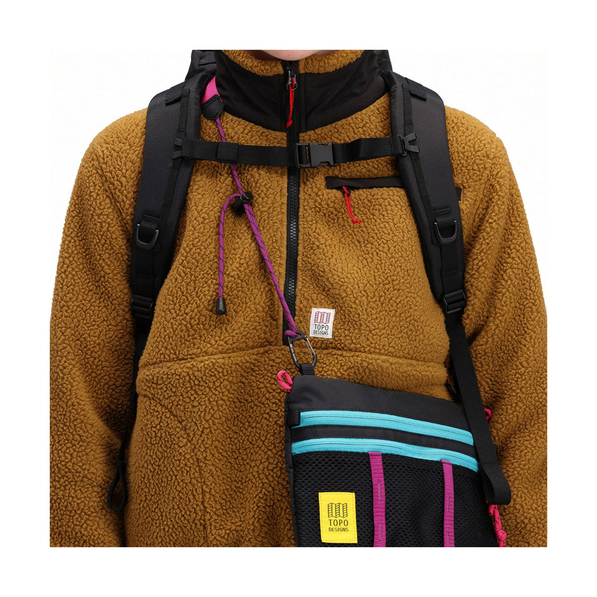 Topo Designs : Mountain Accessory Shoulder Bag : Loganberry/Bone White