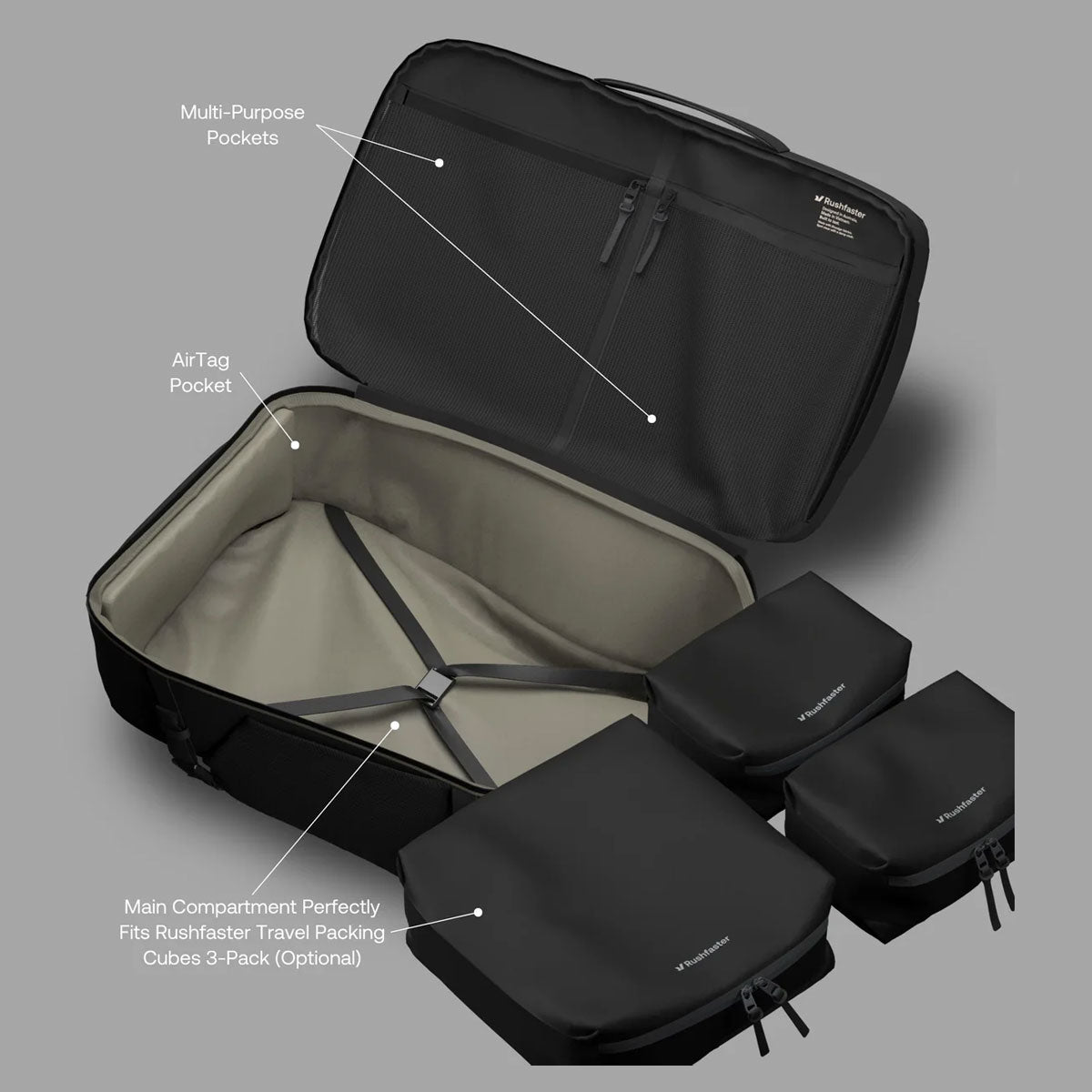 Rushfaster : Travel Backpack 36L : Black