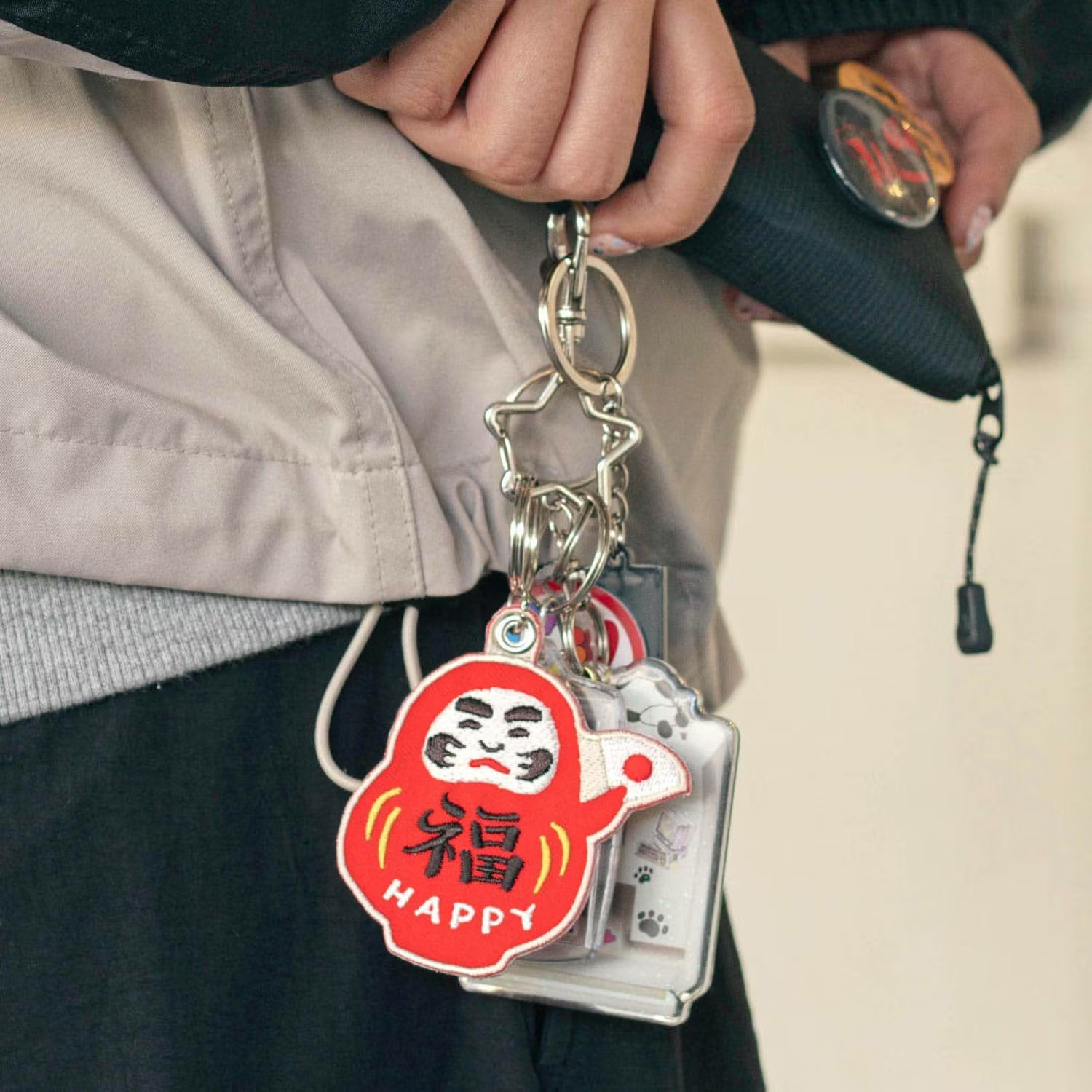 New Retro : Stitchwork Keychain : Daruma