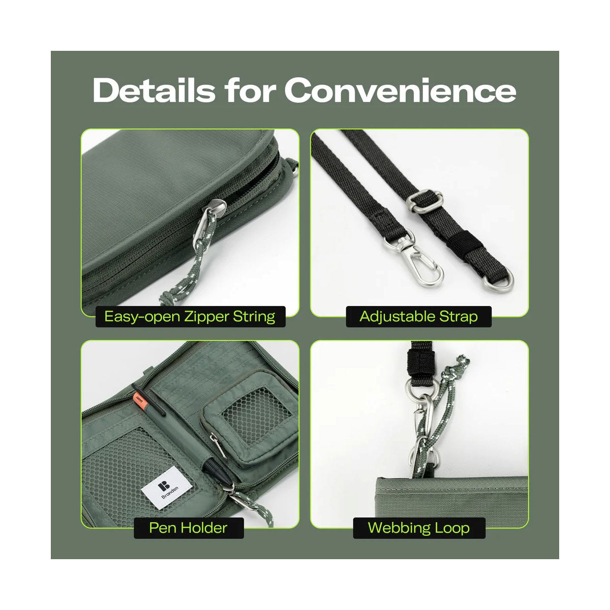 Branden : Safe Cross Wallet Bag (RFID) : Soft Khaki