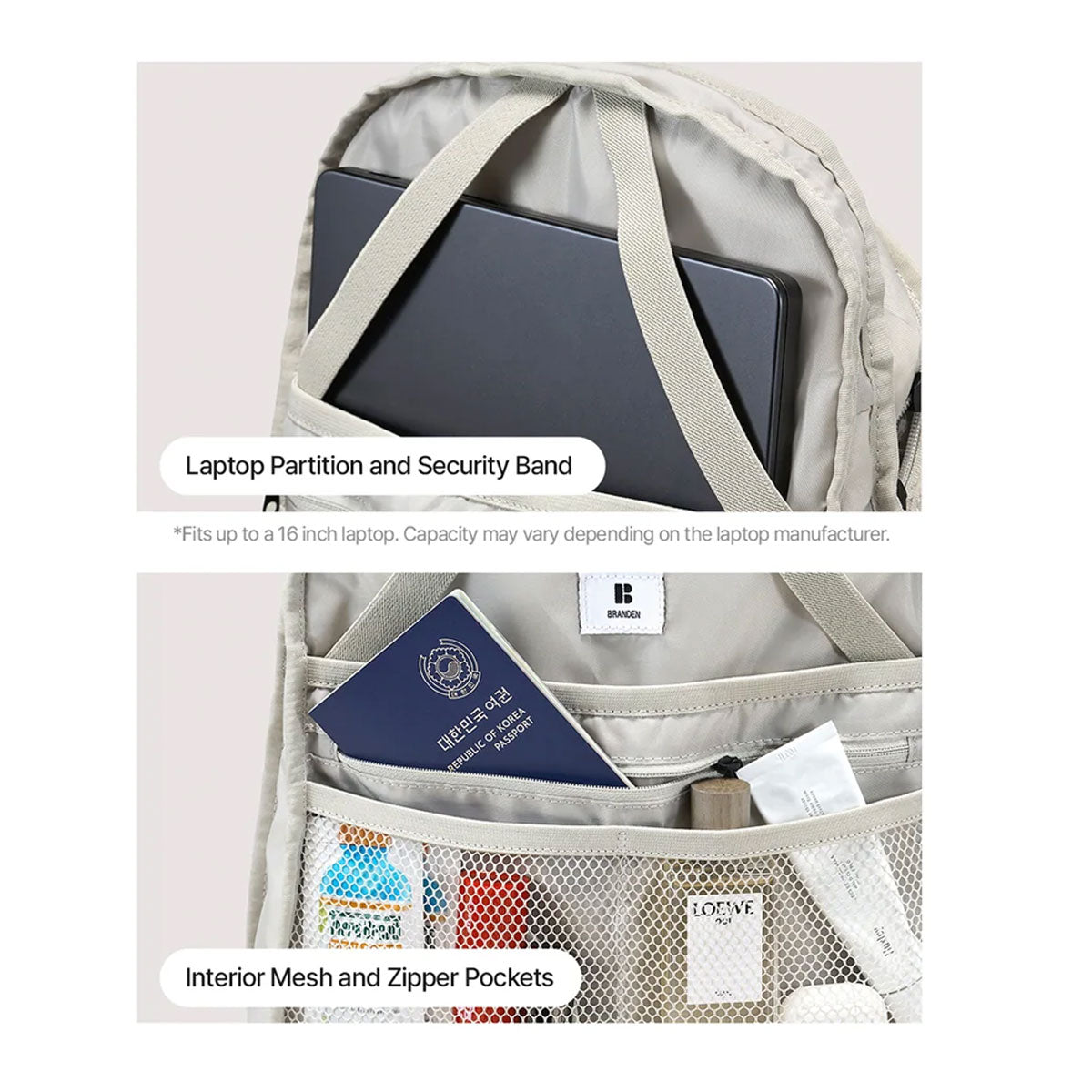 Branden : Safe Plus Backpack (Anti-Theft) 19L-30L : Warm Grey