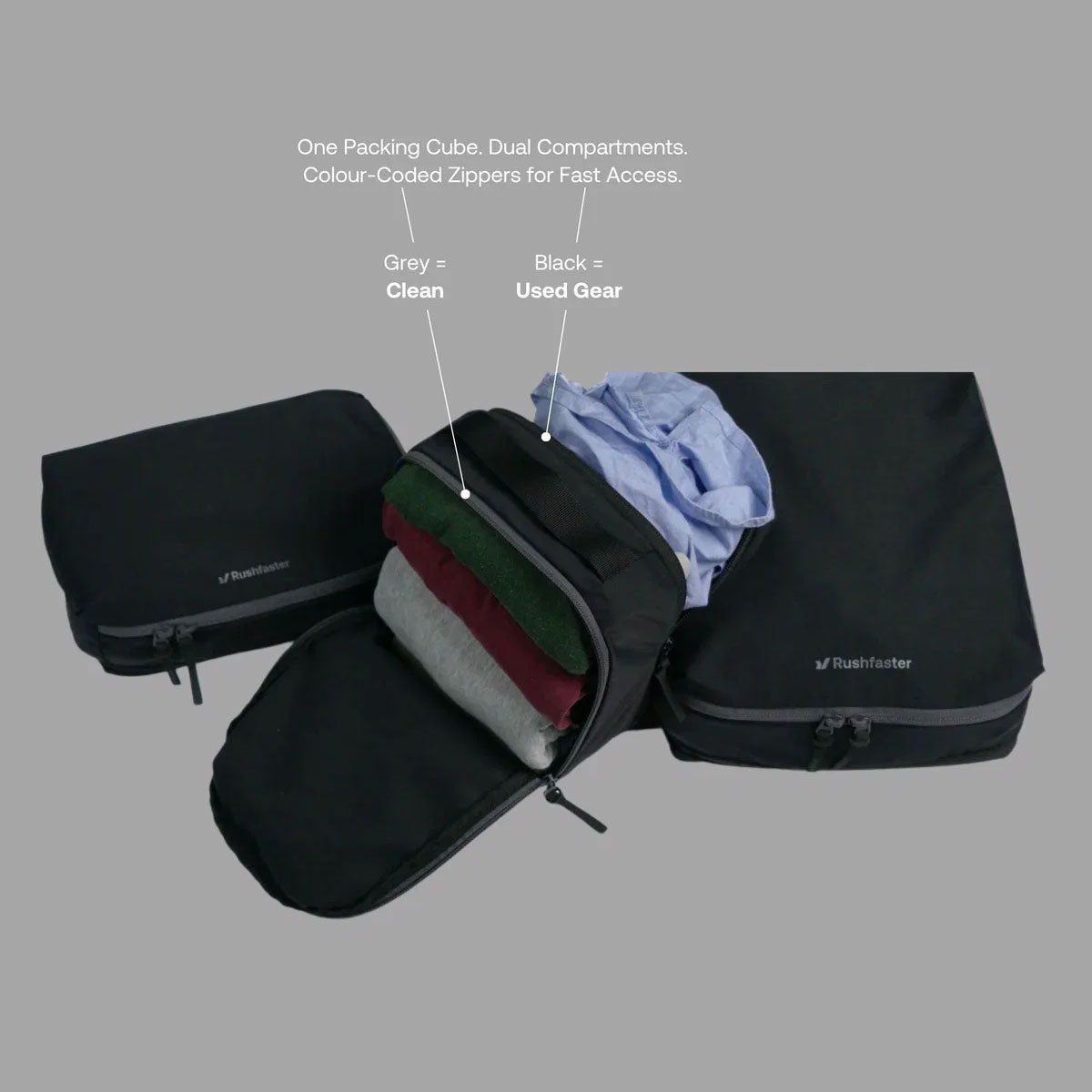 Rushfaster : Travel Packing Cubes (3 Pack)