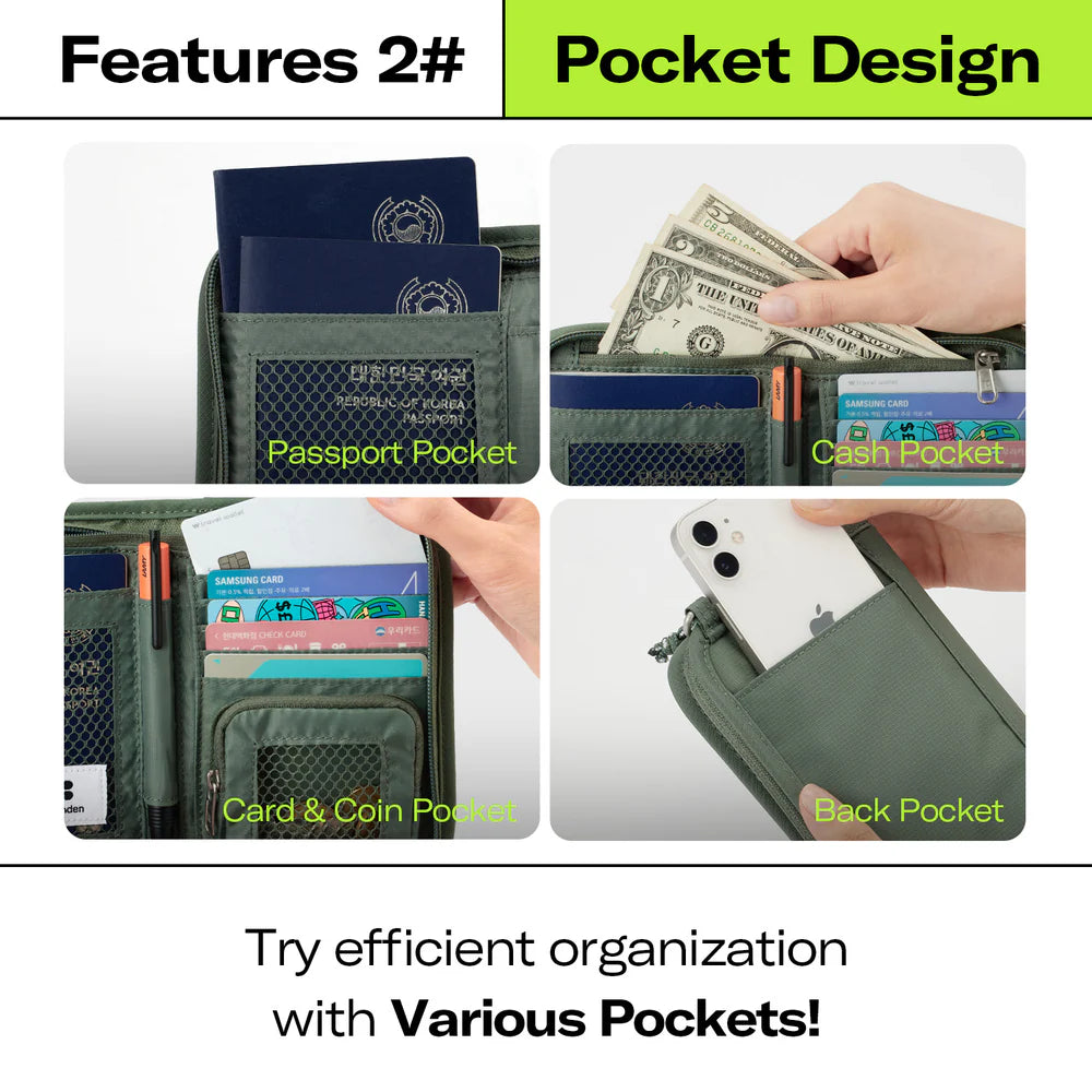 Branden : Safe Cross Wallet Bag (RFID) : Soft Khaki