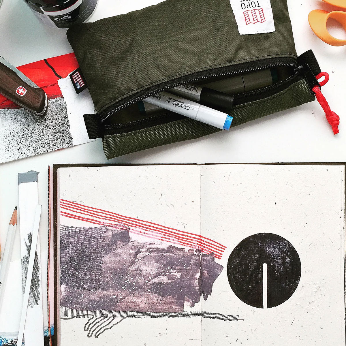 Topo Designs : Accessory Bag : Oil Green/Dark Pine