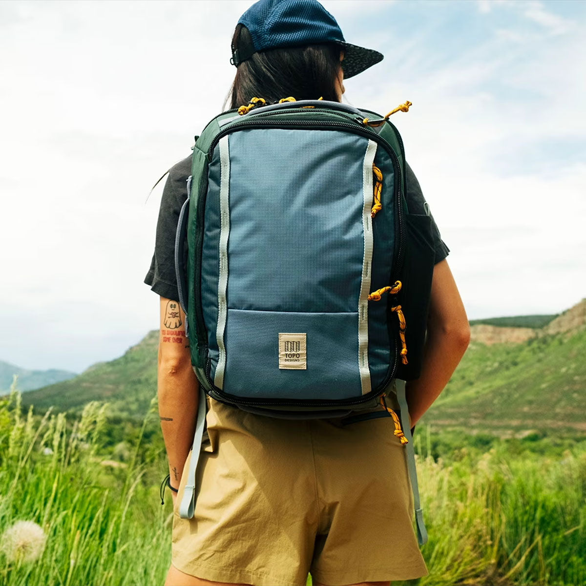 Topo Designs : Global Travel Backpack : Stone Blue/Forest