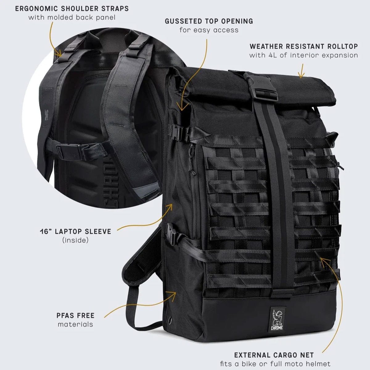 [PO] Chrome Industries : Barrage Freight 34L Pack : Black XRF