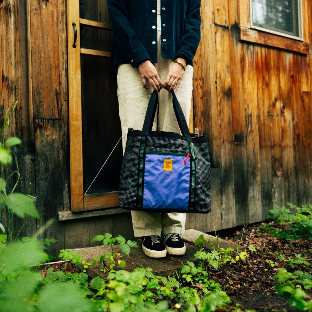 Topo Designs : Mountain Utility Tote : River Blue/Brown Oak